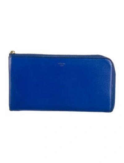 Pre-owned Celine 2015 Leather Wallet In Blue