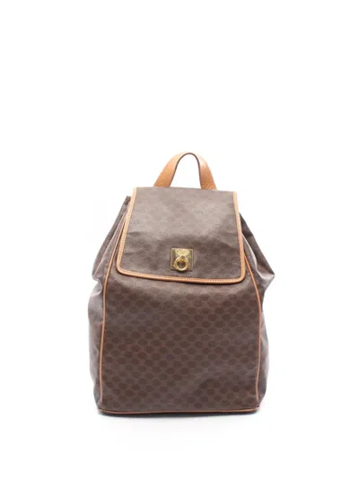 Pre-owned Celine 2015 Macadam Coated Canvas Backpack In Brown