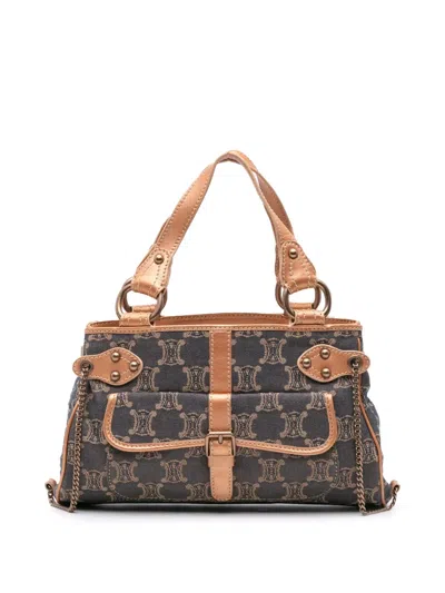 Pre-owned Celine 2015 Macadam Denim Handbag In 蓝色