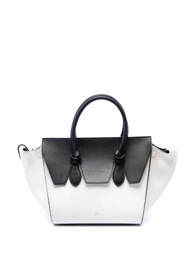 Pre-owned Celine 2015 Medium Bicolor Calfskin Tie Knot Tote Bag In White