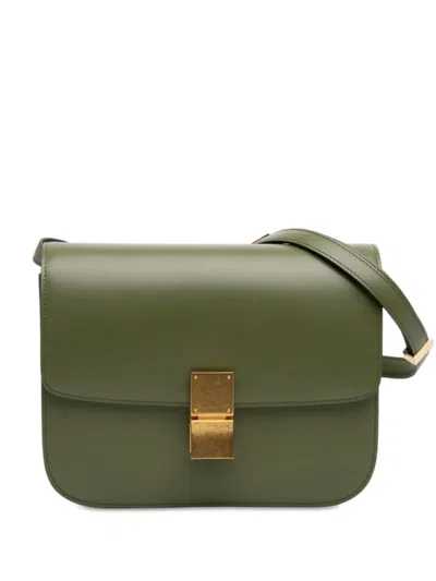 Pre-owned Celine 2015 Medium Calfskin Classic Box Crossbody Bag In Green