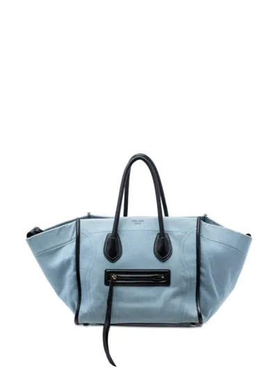 Pre-owned Celine 2015 Medium Denim Phantom Luggage Tote Bag In Blue