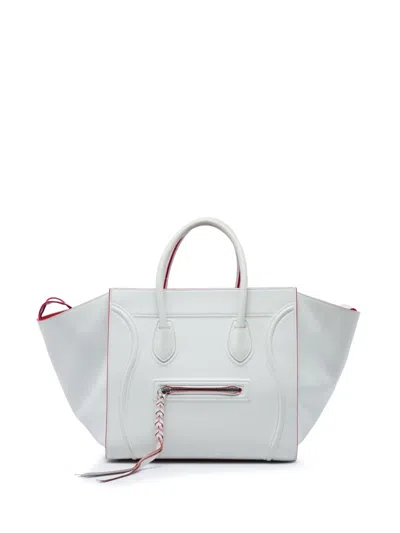 Pre-owned Celine 2015 Medium Leather Phantom Luggage Tote Bag In White
