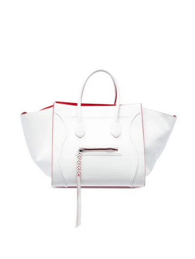 Pre-owned Celine 2015 Medium Leather Phantom Luggage Tote Bag In White