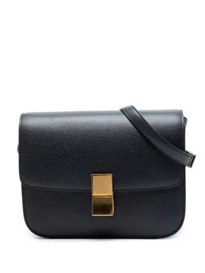 Pre-owned Celine 2015 Medium Liege Calfskin Classic Box Crossbody Bag In Black