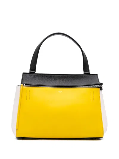 Pre-owned Celine 2015 Medium Tricolor Leather Edge Handbag In Yellow