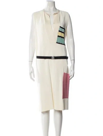 Pre-owned Celine 2015 Midi Length Dress In White