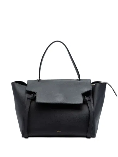 Pre-owned Celine 2015 Mini Grained Calfskin Belt Bag Satchel In Black