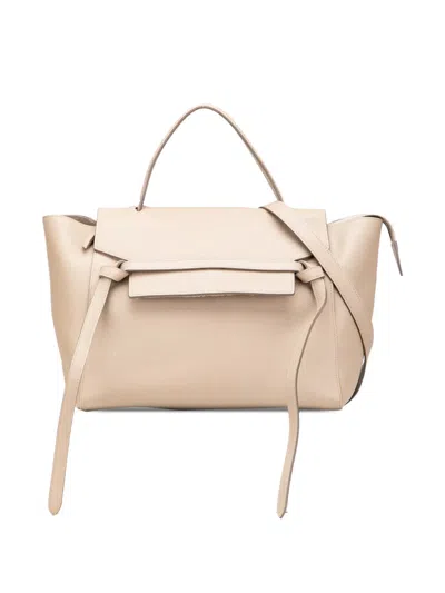Pre-owned Celine 2015 Mini Grained Calfskin Belt Bag Satchel In Brown