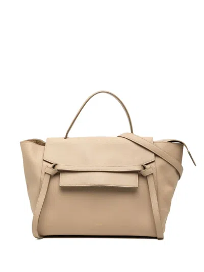 Pre-owned Celine 2015 Mini Grained Calfskin Belt Bag Satchel In Brown