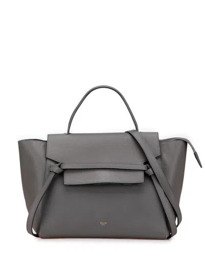 Pre-owned Celine 2015 Mini Grained Calfskin Belt Bag Satchel In Gray
