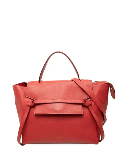 Pre-owned Celine 2015 Mini Grained Calfskin Belt Bag Satchel In Red