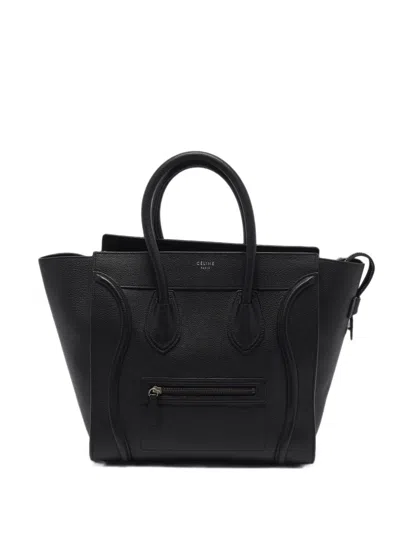 Pre-owned Celine 2015 Mini Luggage Leather Tote Bag In Black