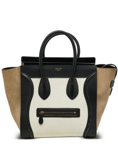 Pre-owned Celine 2015 Mini Luggage Leather Tote Bag In White