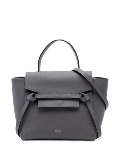 Pre-owned Celine 2015 Nano Grained Calfskin Belt Bag Satchel In 灰色