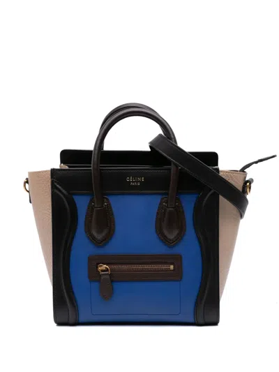 Pre-owned Celine 2015 Nano Tricolor Leather Luggage Tote Satchel
