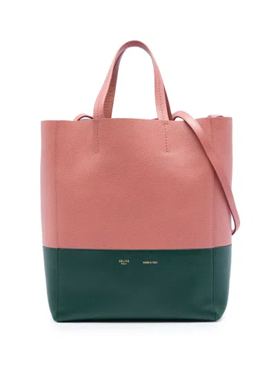 Pre-owned Celine 2015 Small Bicolor Grained Calfskin Vertical Cabas Tote Satchel In 粉色