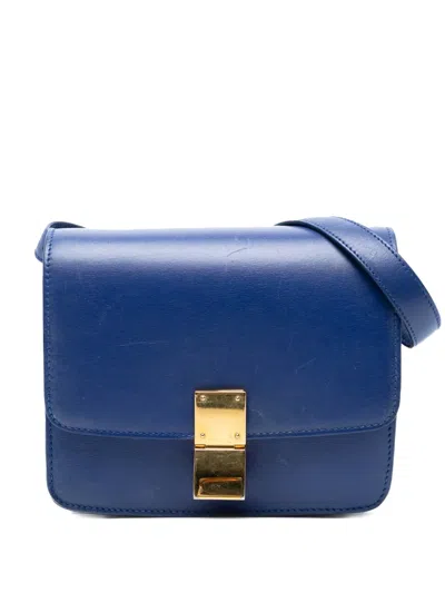 Pre-owned Celine 2015 Small Calfskin Classic Box Crossbody Bag In Blue