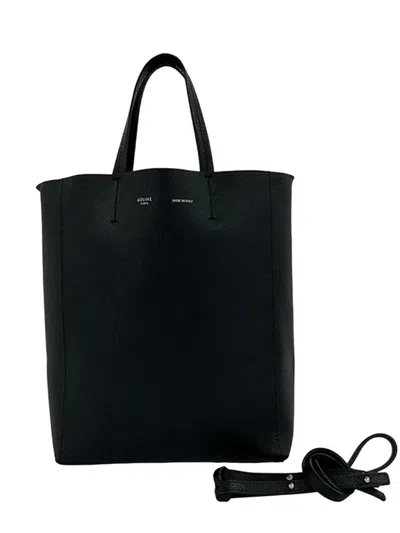 Pre-owned Celine 2015 Small Grained Calfskin Vertical Cabas Satchel In Black