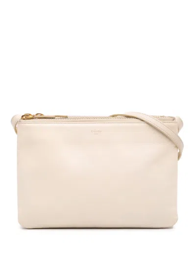 Pre-owned Celine 2015 Small Lambskin Trio Crossbody Bag In Brown