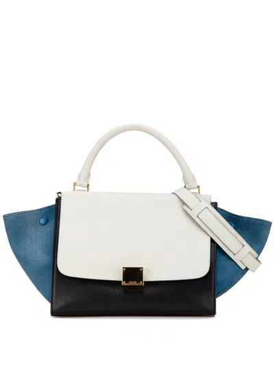 Pre-owned Celine 2015 Small Tricolor Trapeze Satchel In Black