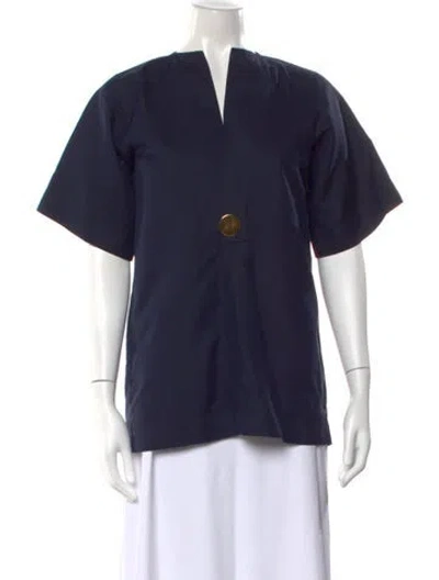 Pre-owned Celine 2015 V-neck Top In Blue