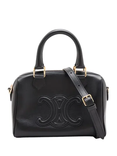 Pre-owned Celine 2015-2026 Smooth Calfskin Cuir Triomphe Satchel In Black