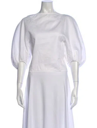 Pre-owned Celine 2016 Bateau Neckline Top In White