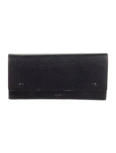 Pre-owned Celine 2016 Leather Continental Wallet In Black
