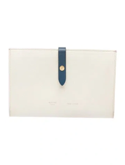 Pre-owned Celine 2016 Leather Continental Wallet In Blue/white