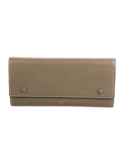 Pre-owned Celine 2016 Leather Continental Wallet In Grey
