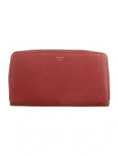 Pre-owned Celine 2016 Leather Continental Wallet In Red