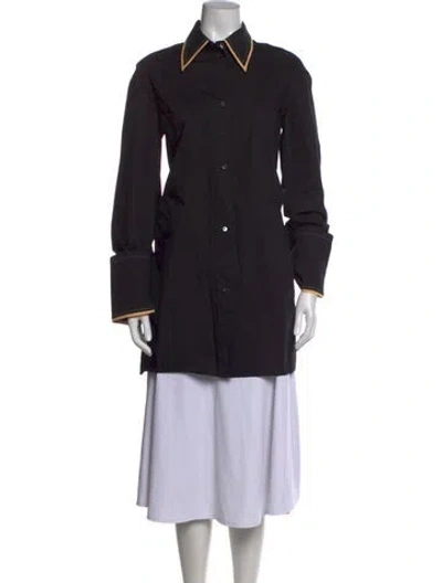 Pre-owned Celine 2016 Long Sleeve Button-up Top In Black
