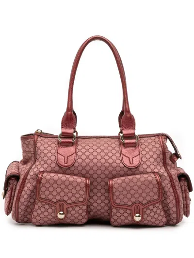 Pre-owned Celine 2016 Macadam Canvas Handbag In Red