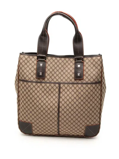 Pre-owned Celine 2016 Macadam Canvas Tote Bag In Brown