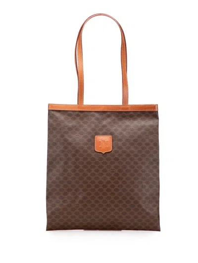Pre-owned Celine 2016 Macadam Coated Canvas Tote Bag In Brown