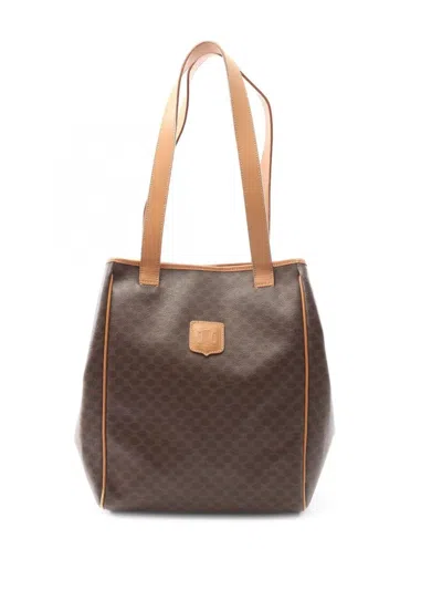 Pre-owned Celine 2016 Macadam Coated Canvas Tote Bag In Brown