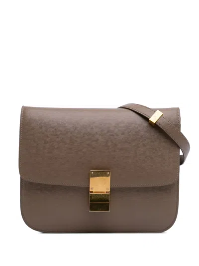 Pre-owned Celine 2016 Medium Calfskin Classic Box Crossbody Bag In Brown