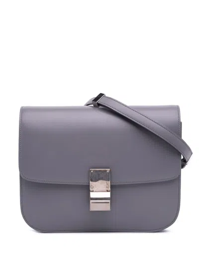 Pre-owned Celine 2016 Medium Calfskin Classic Box Crossbody Bag In Purple