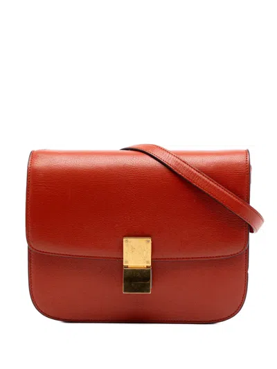 Pre-owned Celine 2016 Medium Calfskin Classic Box Crossbody Bag In Red