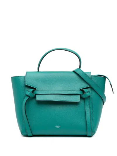 Pre-owned Celine 2016 Micro Grained Calfskin Belt Bag Satchel In Green