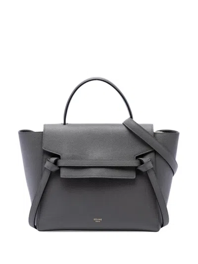 Pre-owned Celine 2016 Micro Grained Calfskin Belt Bag Satchel In Grey