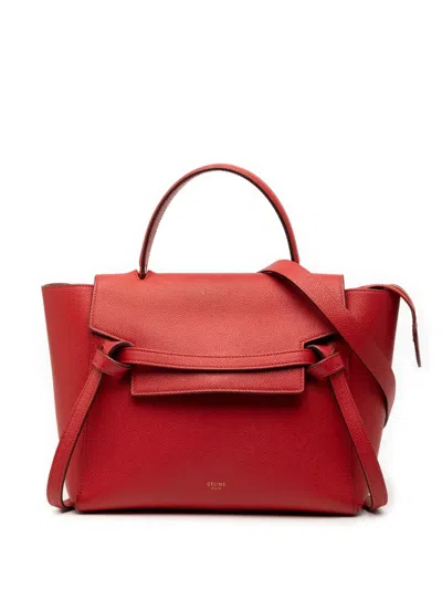 Pre-owned Celine 2016 Micro Grained Calfskin Belt Bag Satchel In Red
