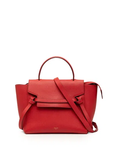 Pre-owned Celine 2016 Micro Grained Calfskin Belt Bag Satchel In Red