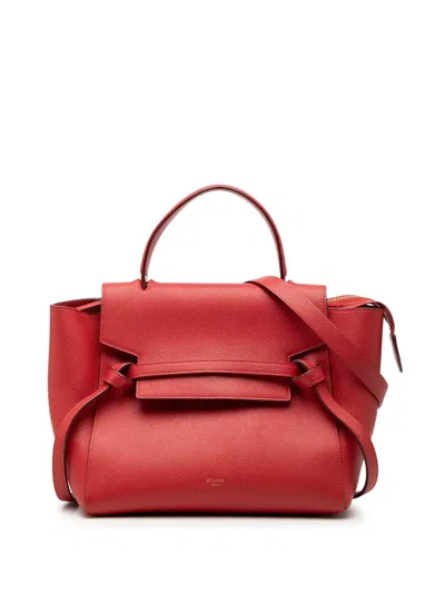 Pre-owned Celine 2016 Micro Grained Calfskin Belt Bag Satchel In Red