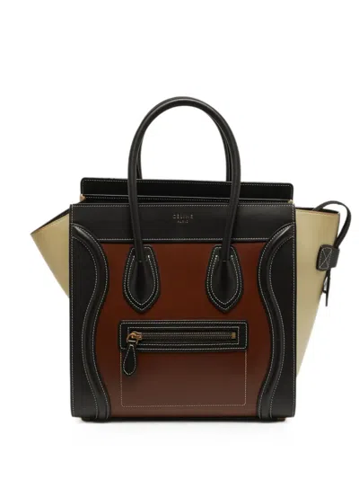 Pre-owned Celine 2016 Micro Luggage Tote Bag In Brown
