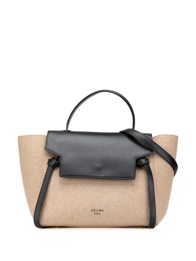 Pre-owned Celine 2016 Mini Felt Belt Bag Satchel In Brown