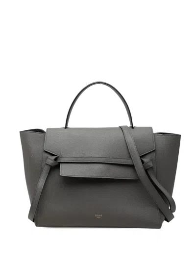 Pre-owned Celine 2016 Mini Leather Belt Bag Satchel In Grey