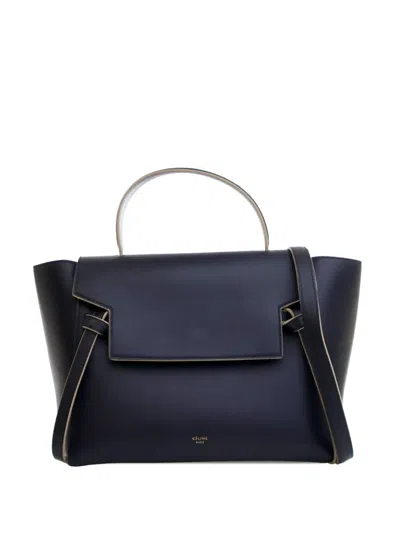 Pre-owned Celine 2016 Mini Palmelato Calfskin Belt Bag Satchel In Blue