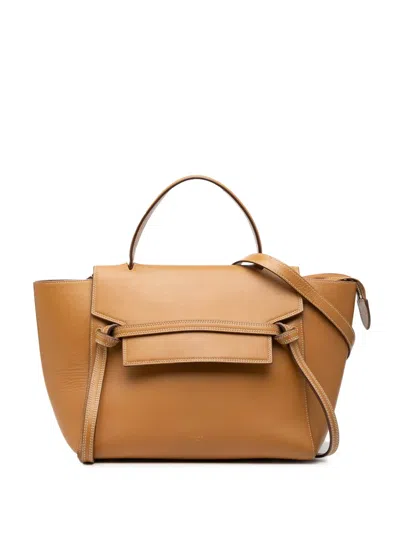 Pre-owned Celine 2016 Mini Smooth Calfskin Belt Bag Satchel In Brown